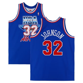 Magic Johnson Los Angeles Lakers Autographed Blue Mitchell & Ness 1992 All-Star Game Swingman Jersey