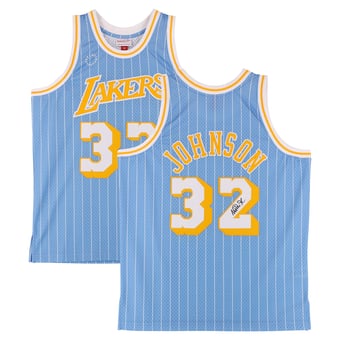 Magic Johnson Los Angeles Lakers Autographed Light Blue Mitchell & Ness 1984 X Un-Interrupted Swingman Jersey