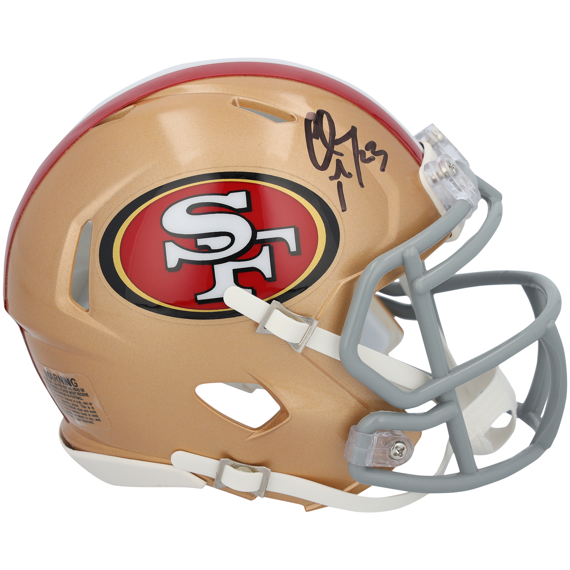 Christian McCaffrey San Francisco 49ers Autographed Riddell 80th Anniversary Speed Mini Helmet
