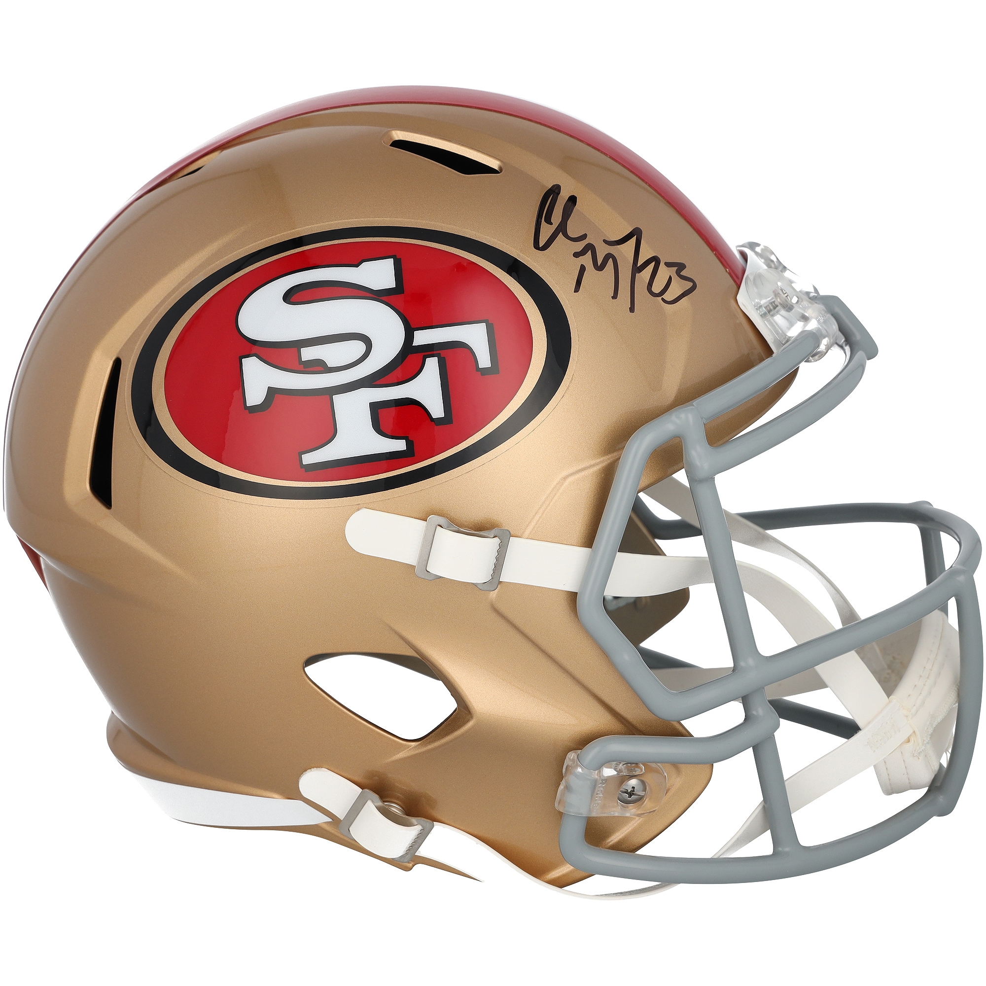 Christian McCaffrey San Francisco 49ers Autographed Riddell 80th Anniversary Speed Replica Helmet