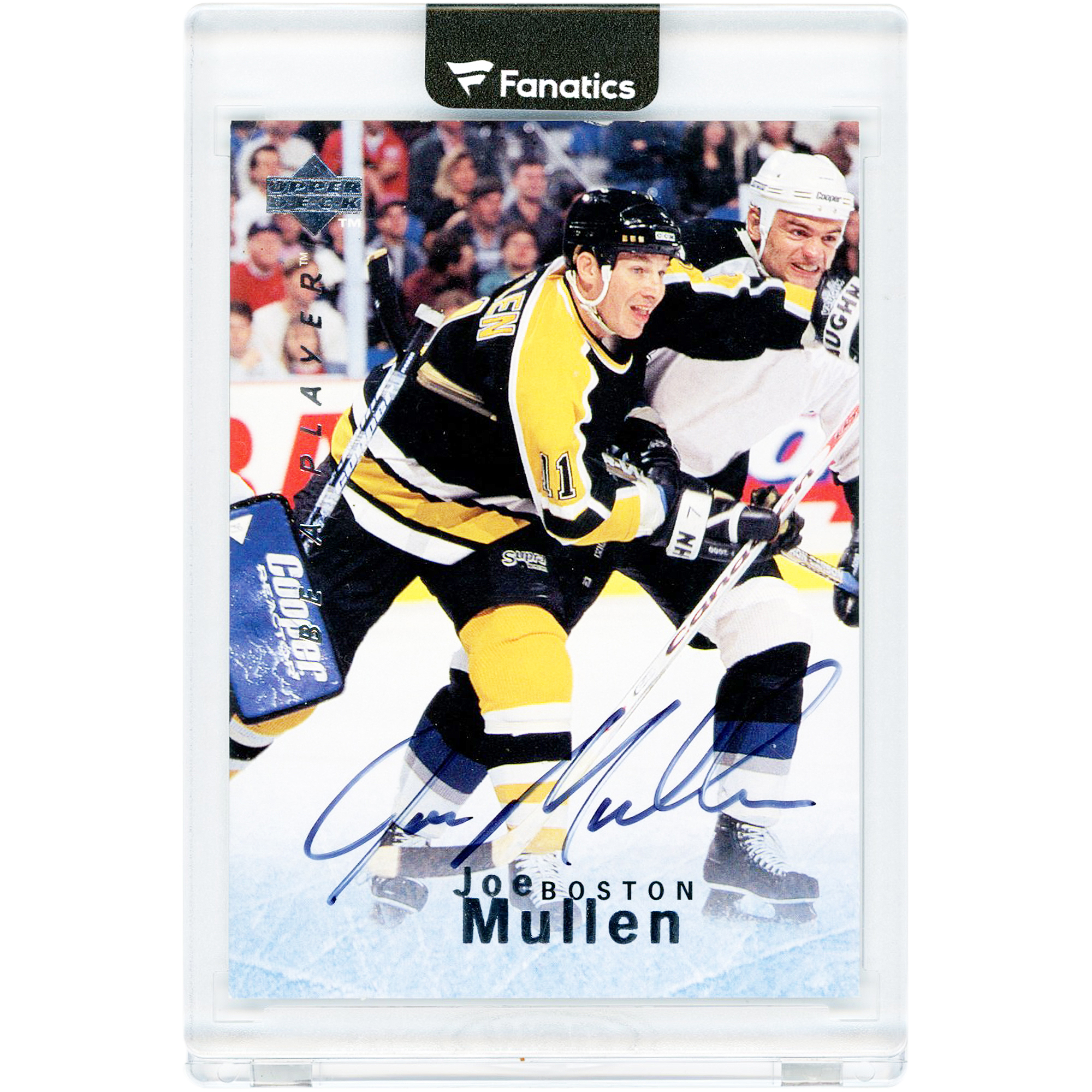 Joe Mullen Boston Bruins Autographed 1996 Upper Deck NHLPA Be A Player #S154 Card. rookie card picture