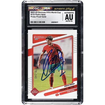 Pedro Neto Portugal National Team Autographed 2021-22 Donruss FIFA World Cup Press Proof Gold #123 #/349 CGC Authenticated Auto 10 Card