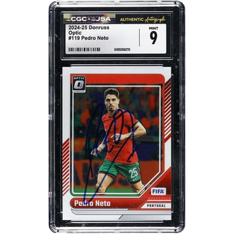 Pedro Neto Portugal National Team Autographed 2024-25 Donruss Optic #119 CGC Authenticated MINT 9 Card