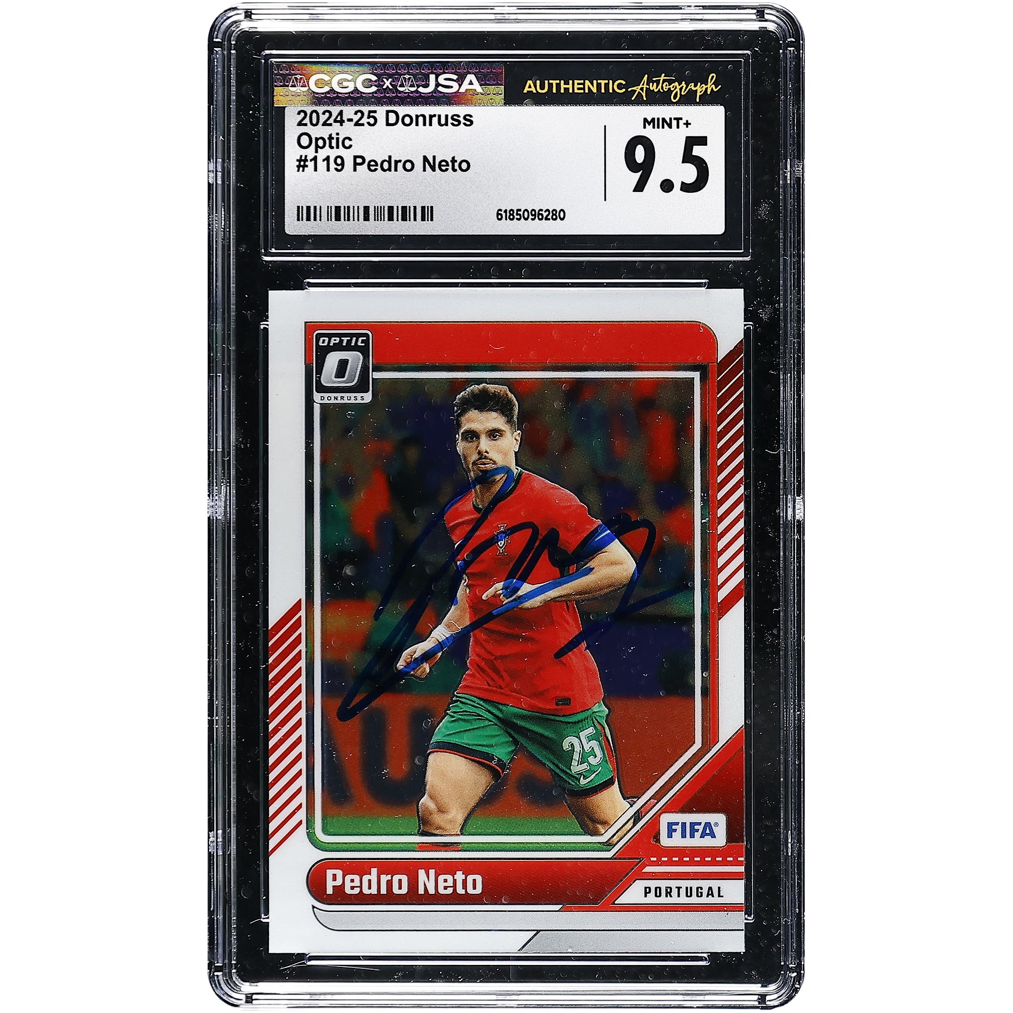 Pedro Neto Portugal National Team Autographed 2024-25 Donruss Optic #119 CGC Authenticated MINT+ 9.5 Card