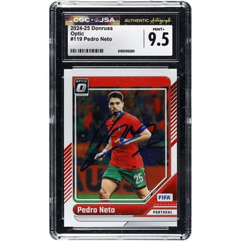 Pedro Neto Portugal National Team Autographed 2024-25 Donruss Optic #119 CGC Authenticated MINT+ 9.5 Card