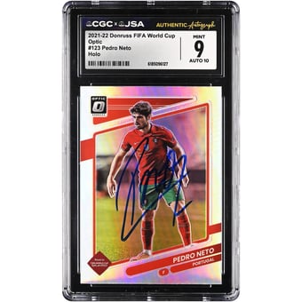 Pedro Neto Portugal National Team Autographed 2021-22 Donruss Optic FIFA World Cup Holo #123 CGC Authenticated 9/10 Card
