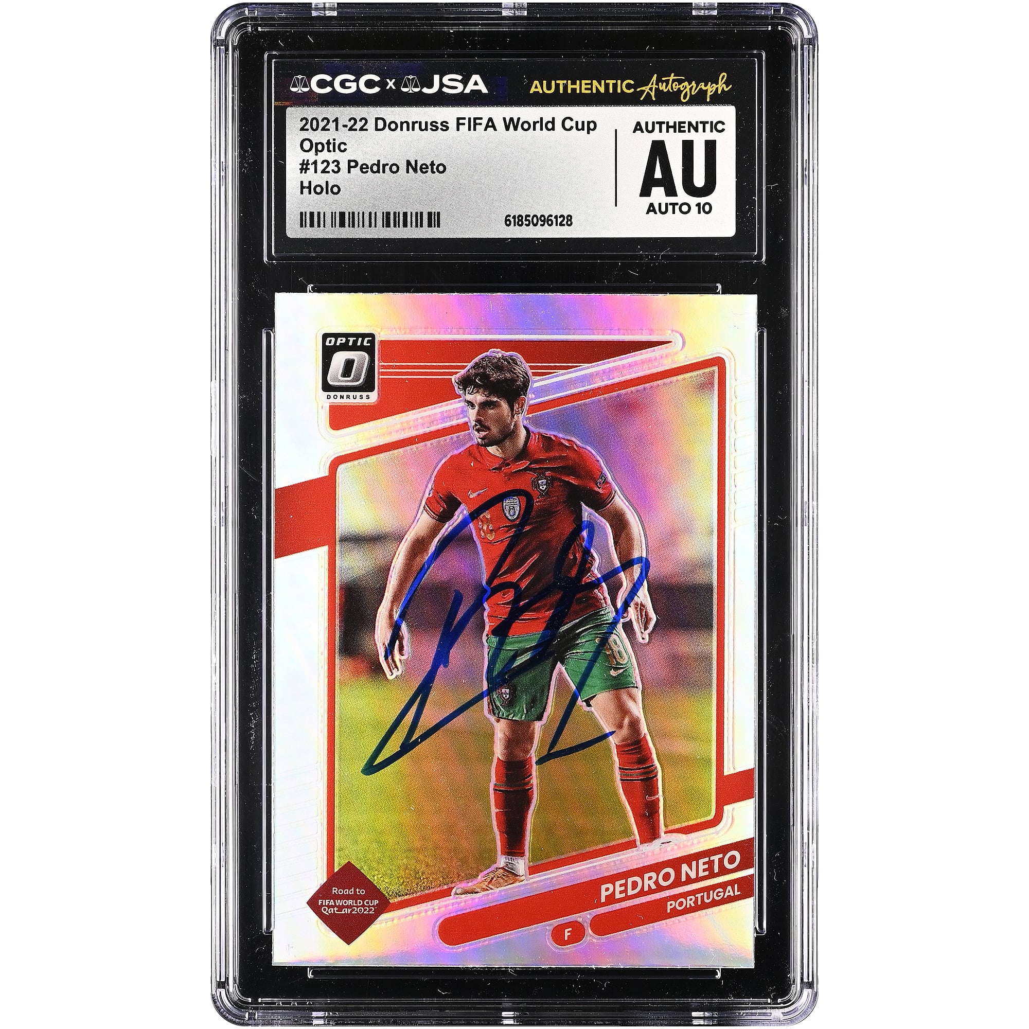 Pedro Neto Portugal National Team Autographed 2021-22 Donruss Optic FIFA World Cup Holo #123 CGC Authenticated Auto 10 Card