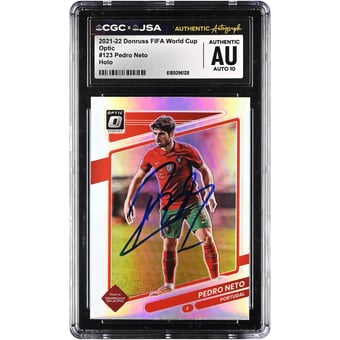 Pedro Neto Portugal National Team Autographed 2021-22 Donruss Optic FIFA World Cup Holo #123 CGC Authenticated Auto 10 Card