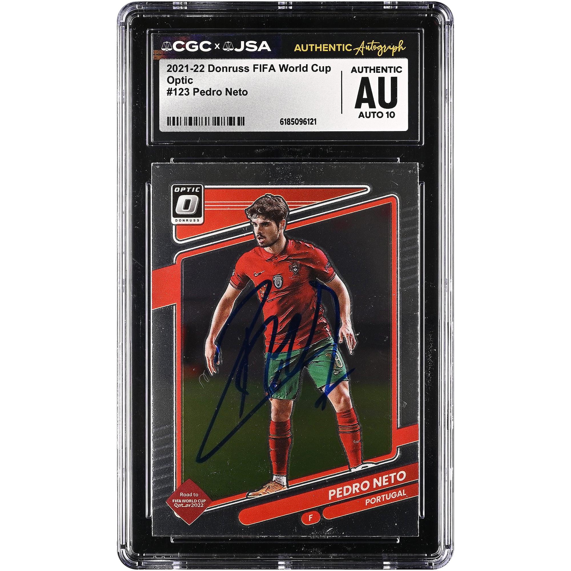 Pedro Neto Portugal National Team Autographed 2021-22 Donruss Optic FIFA World Cup #123 CGC Authenticated Auto 10 Card