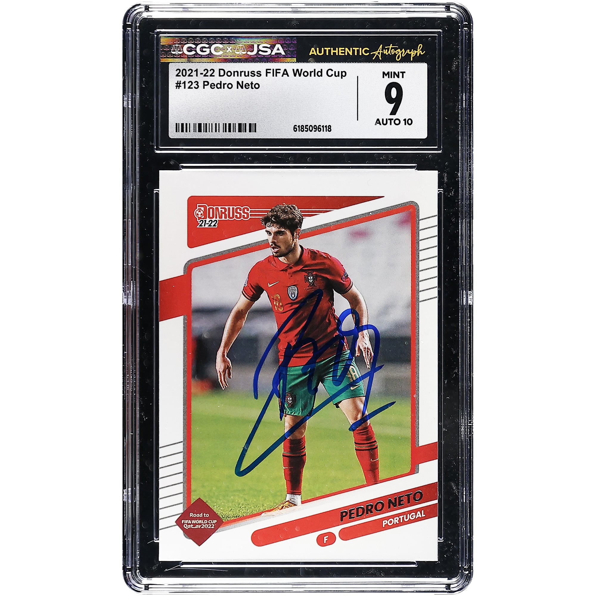 Pedro Neto Portugal National Team Autographed 2021-22 Donruss FIFA World Cup #123 CGC Authenticated /10 Card