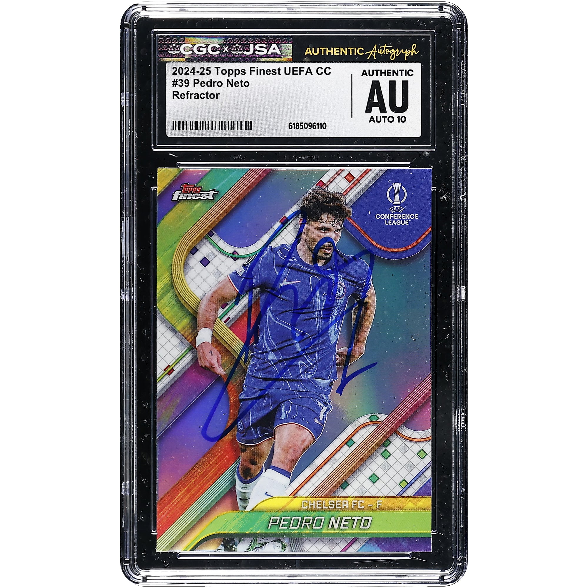 Pedro Neto Chelsea Autographed 2024-25 Topps Finest UEFA CC Refractor #39 CGC Authenticated Auto 10 Card
