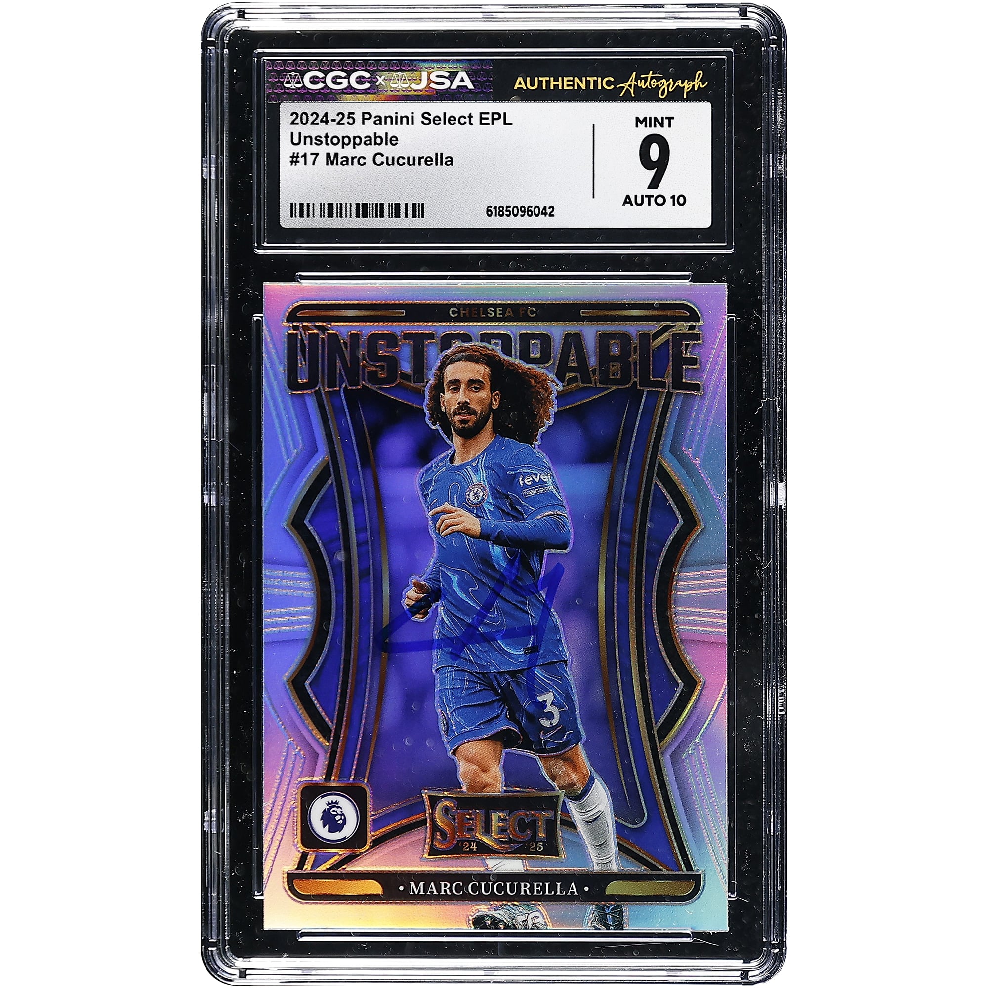 Marc Cucurella Chelsea Autographed 2024-25 Panini Select EPL Unstoppable #17 CGC Authenticated 9/10 Card