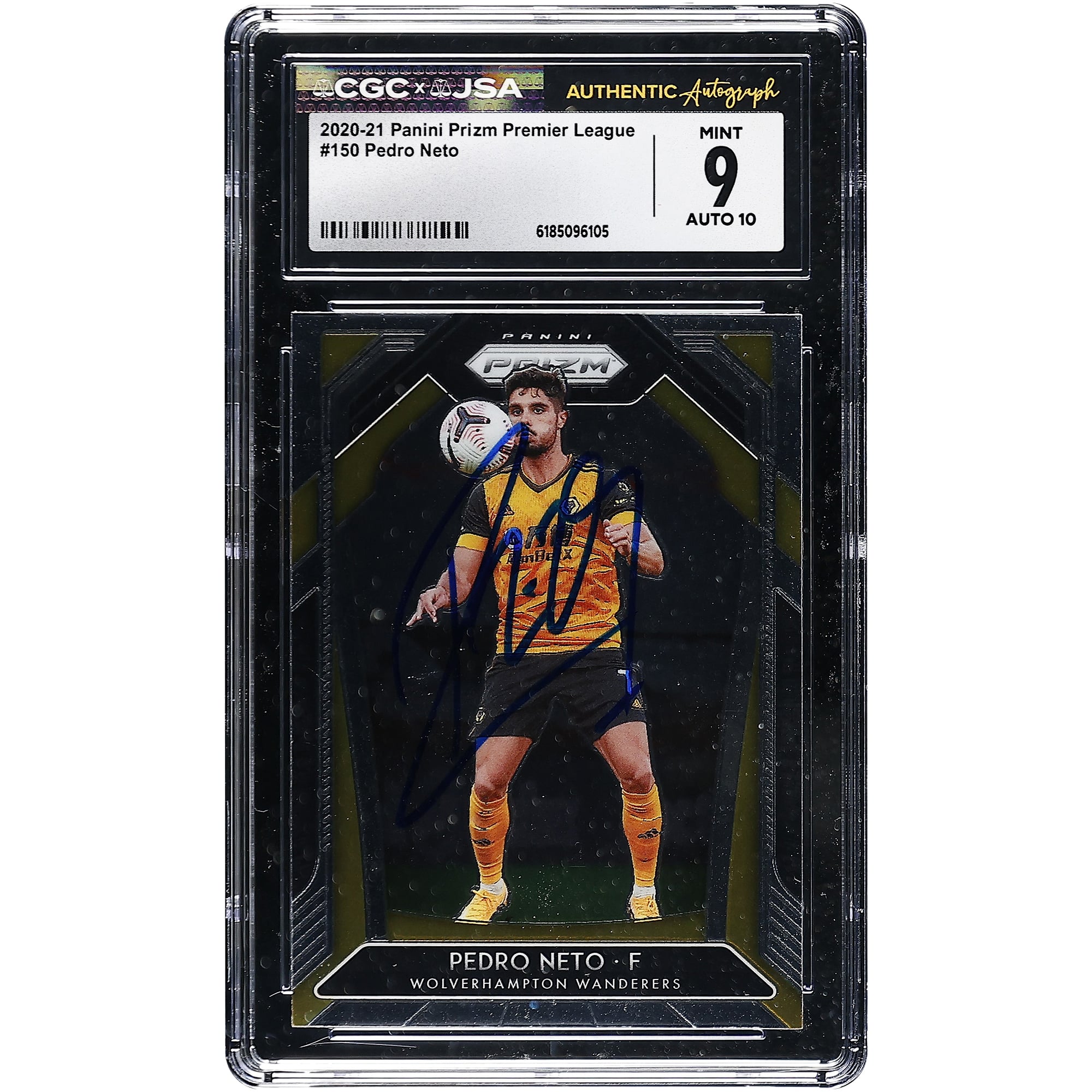 Pedro Neto Wolverhampton Wanderers Autographed 2020-21 Panini Prizm Premier League #150 CGC Authenticated 9/10 Card