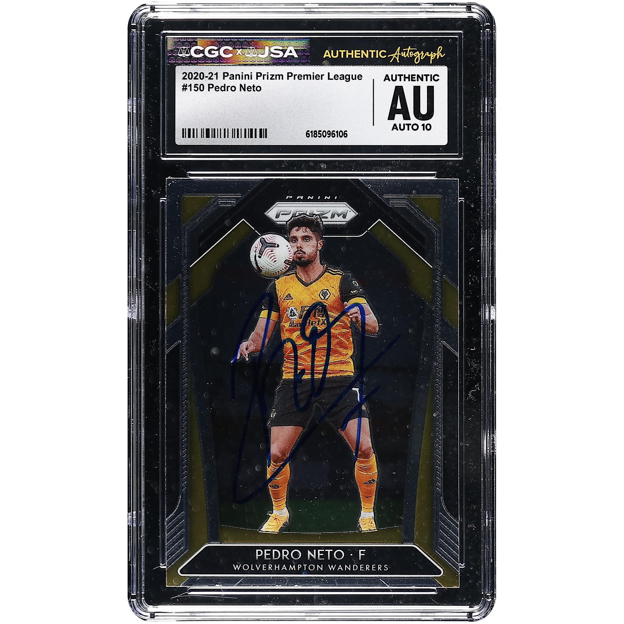 Pedro Neto Wolverhampton Wanderers Autographed 2020-21 Panini Prizm Premier League #150 CGC Authenticated Auto 10 Card