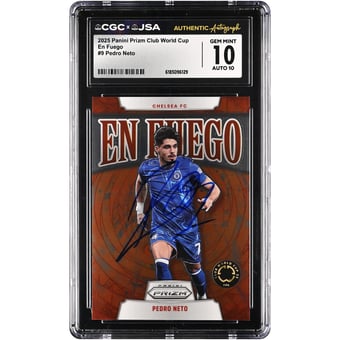 Pedro Neto Chelsea Autographed 2025 Panini Prizm Club World Cup En Fuego #9 CGC Authenticated 10/10 Card