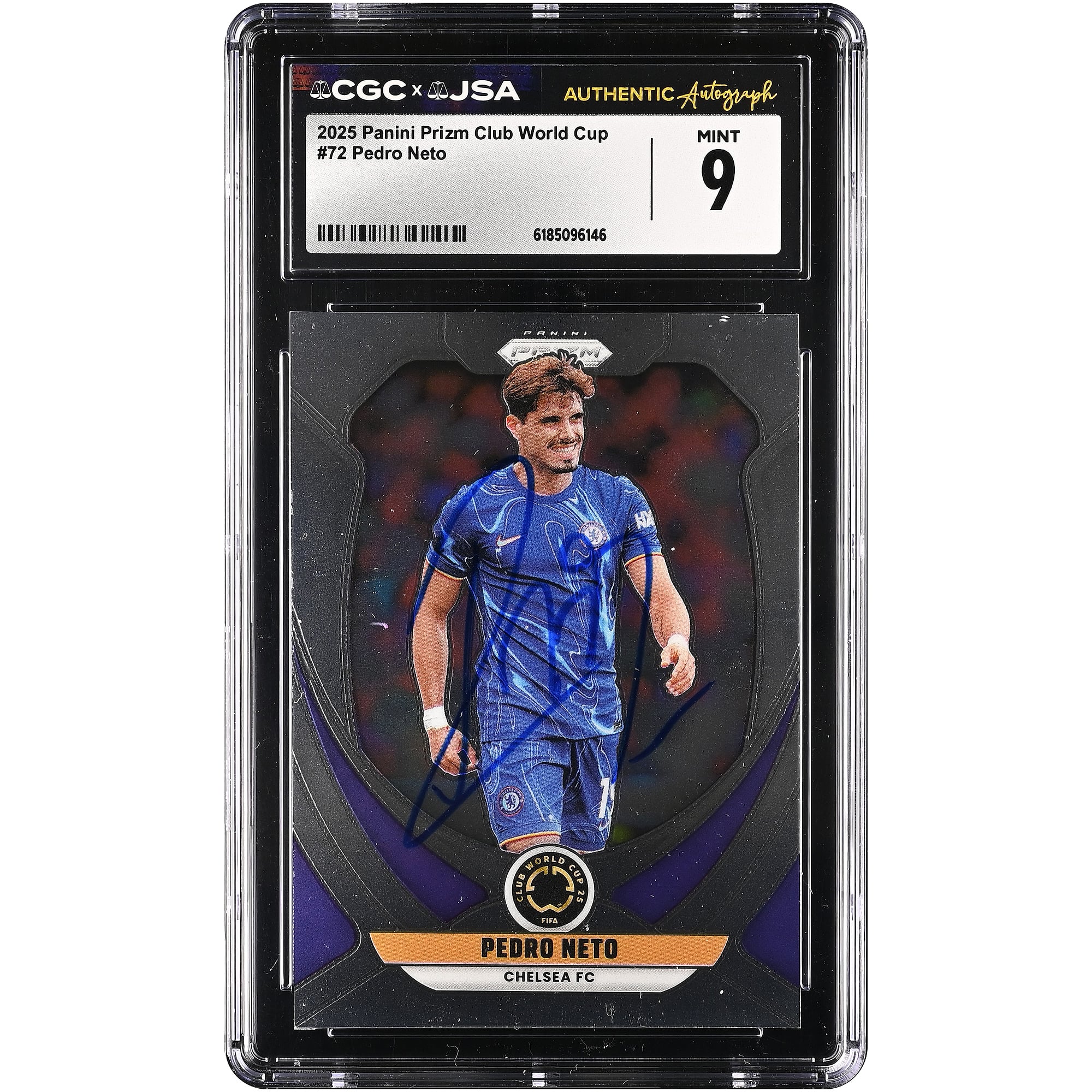 Pedro Neto Chelsea Autographed 2025 Panini Prizm Club World Cup #72 CGC Authenticated MINT 9 Card