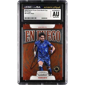 Pedro Neto Chelsea Autographed 2025 Panini Prizm Club World Cup En Fuego #9 CGC Authenticated Auto 10 Card
