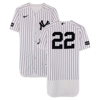 Ben Rice New York Yankees Game-Used #22 White Pinstripe Jersey vs. Atlanta Braves on August 8, 2026 - 1-4, HR, RBI, R
