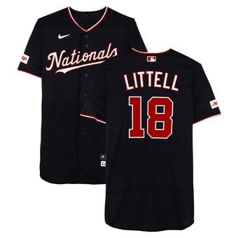 Zack Littell Washington Nationals Player-Issued #18 Navy Jersey from the 2026 MLB Season