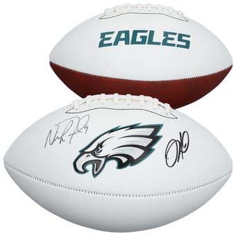 Jalen Hurts & Nick Foles Philadelphia Eagles Autographed Franklin White Panel Football
