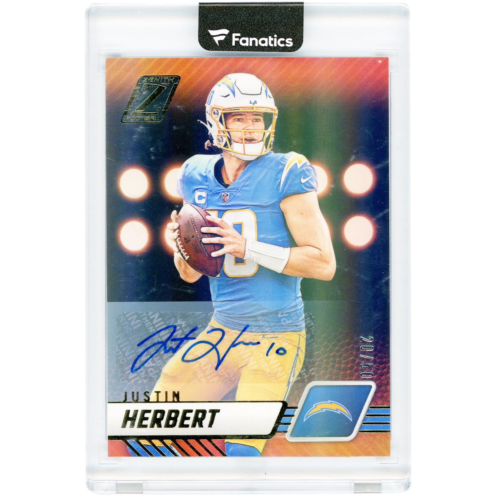 Justin Herbert Los Angeles Chargers Autographed 2023 Panini Zenith #50 #20/50 Card