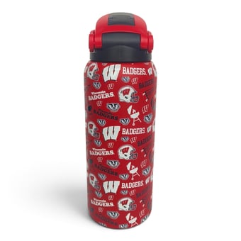 Pegasus Wisconsin Badgers 32oz. Game Day Pennant Stainless Steel ProPress Water Bottle