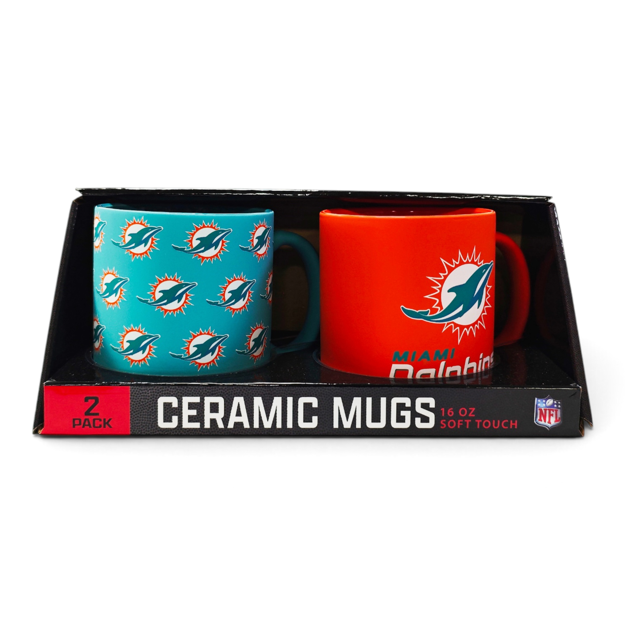 Pegasus Miami Dolphins Two-Piece 16oz. Home & Away Soft Touch Ceramic Mug Set