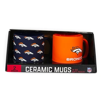 Pegasus Denver Broncos Two-Piece 16oz. Home & Away Soft Touch Ceramic Mug Set