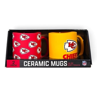 Pegasus Kansas City Chiefs Two-Piece 16oz. Home & Away Soft Touch Ceramic Mug Set