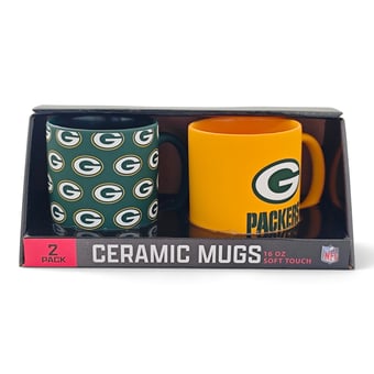 Pegasus Green Bay Packers Two-Piece 16oz. Home & Away Soft Touch Ceramic Mug Set