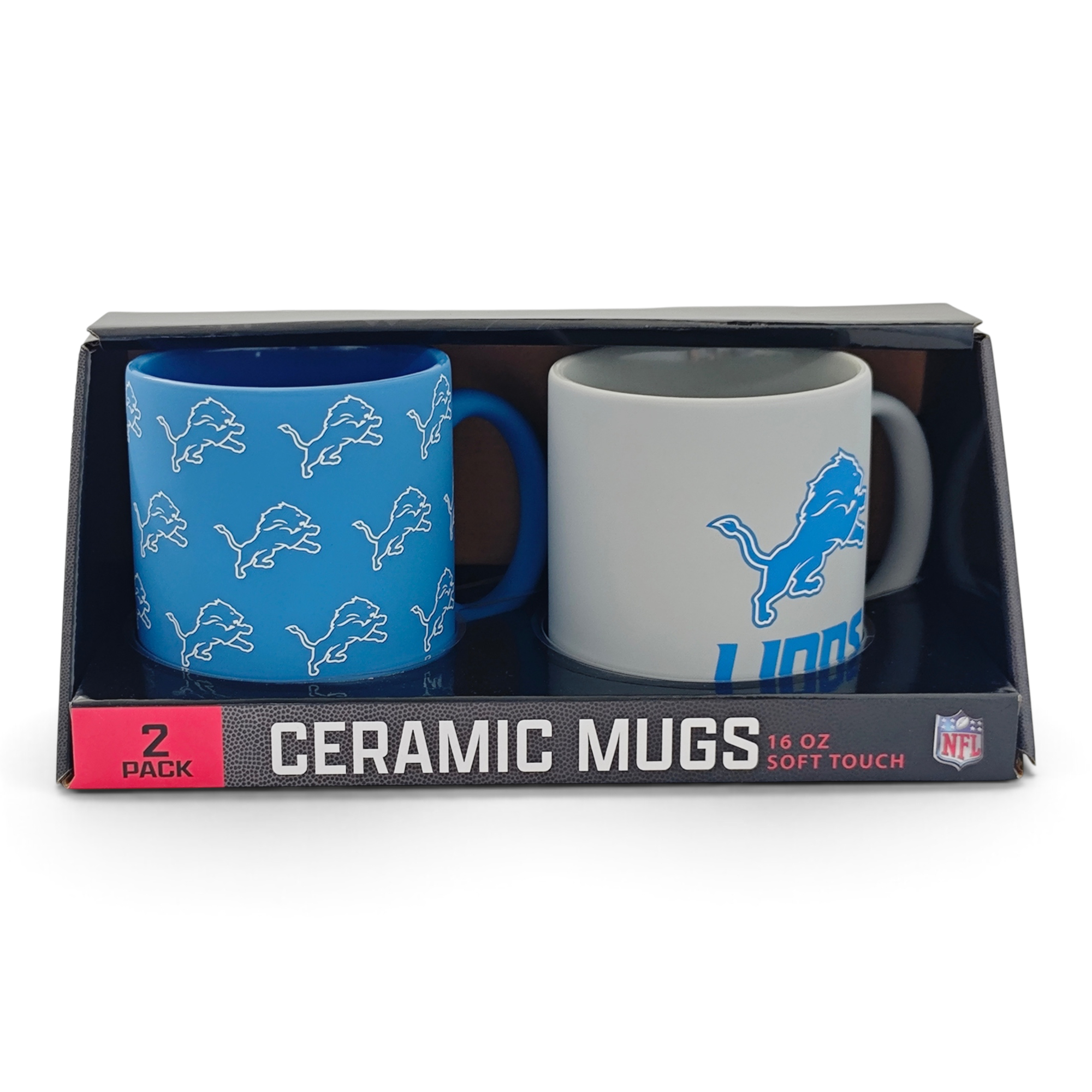 Pegasus Detroit Lions Two-Piece 16oz. Home & Away Soft Touch Ceramic Mug Set