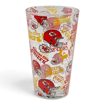 Pegasus Kansas City Chiefs 16oz Scatter Logos Pint Glass
