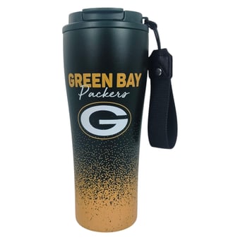 Pegasus Green Bay Packers 20oz Splatter Script Stainless Steel ProSip Coffee Cup with Strap