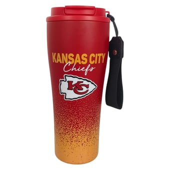 Pegasus Kansas City Chiefs 20oz Splatter Script Stainless Steel ProSip Coffee Cup with Strap
