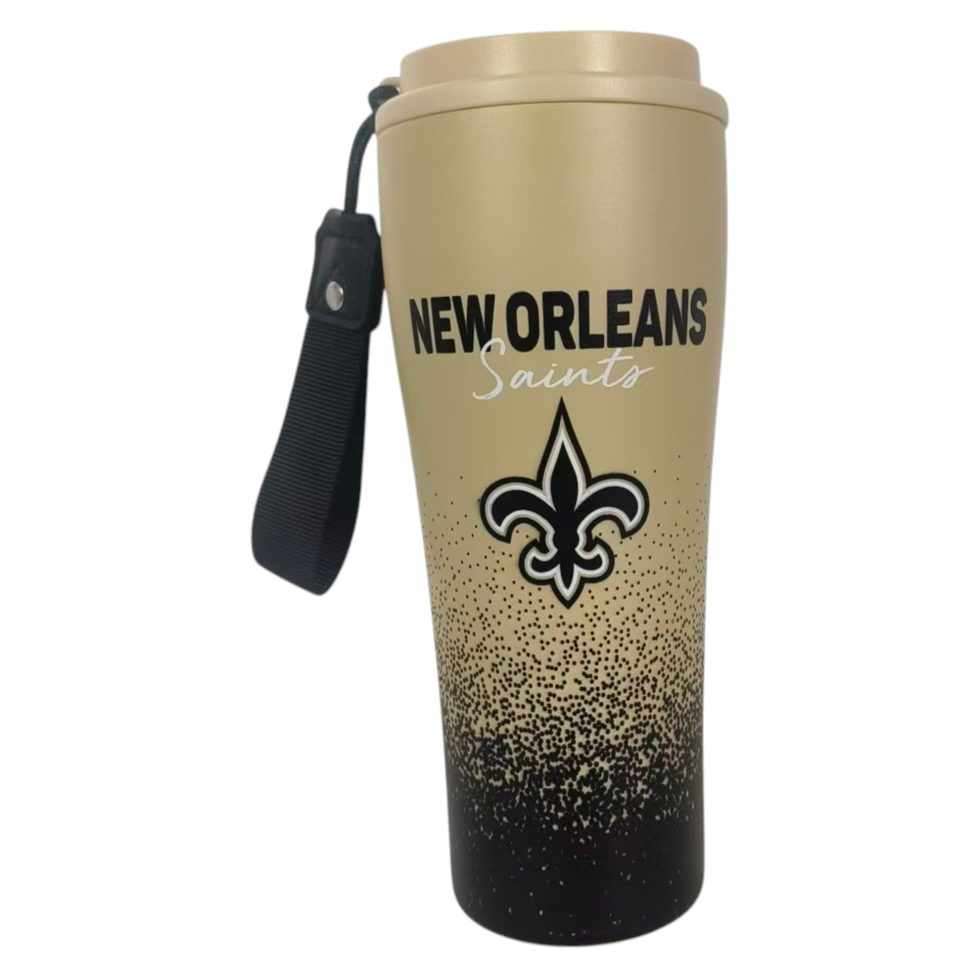 Pegasus New Orleans Saints 20oz Splatter Script Stainless Steel ProSip Coffee Cup with Strap