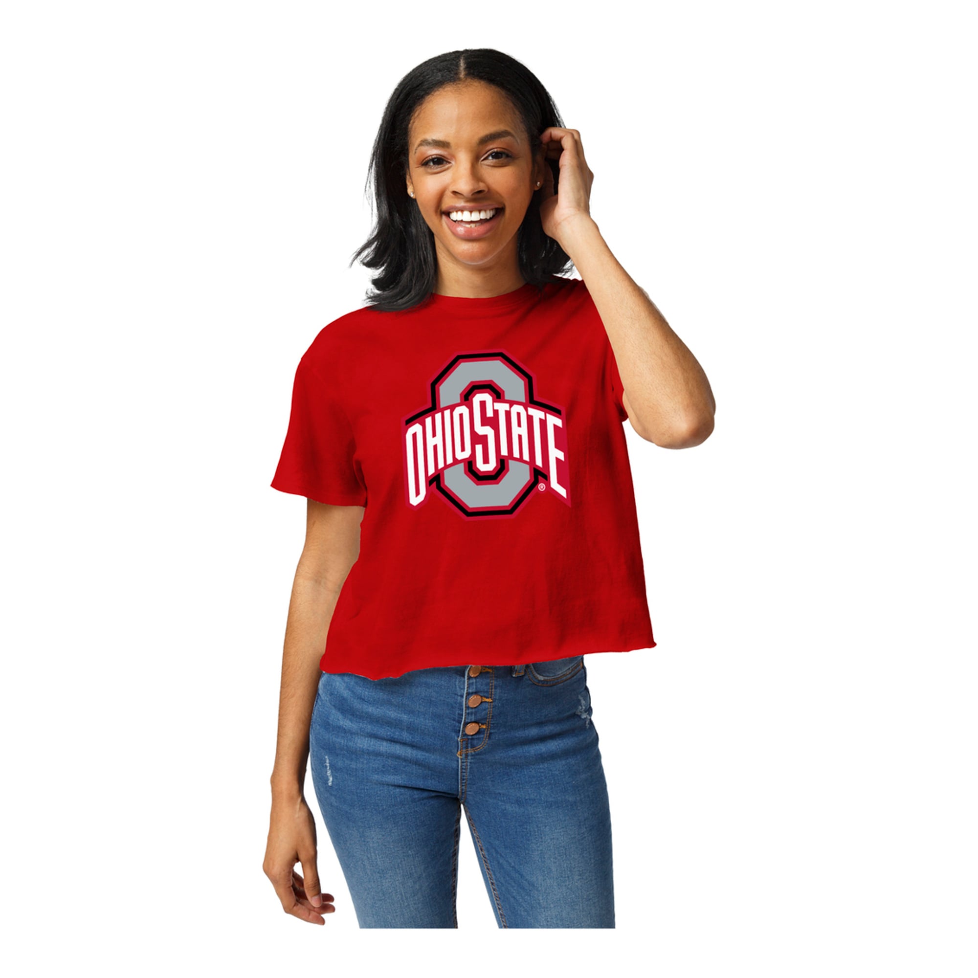 Women's League Collegiate Wear Scarlet Ohio State Buckeyes Clothesline Crop T-Shirt