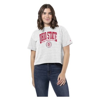 Women's League Collegiate Wear Heather Gray Ohio State Buckeyes Intramural Midi Tri-Blend T-Shirt