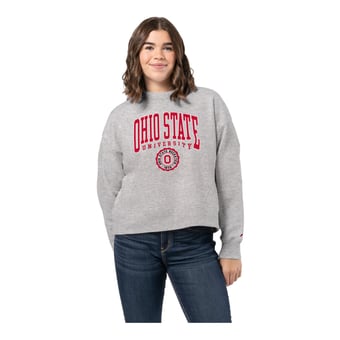 Women's League Collegiate Wear Ash Ohio State Buckeyes 1636 Boxy Pullover Sweatshirt