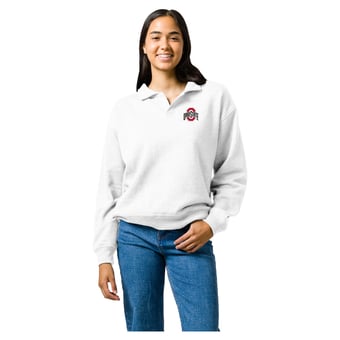 Women's League Collegiate Wear White Ohio State Buckeyes Victory Springs Tri-Blend Collared Sweatshirt