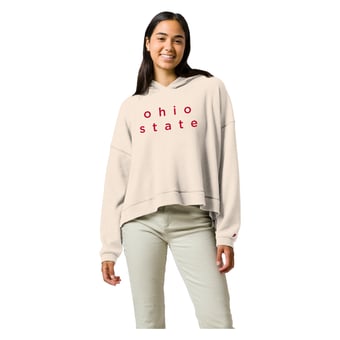 Women's League Collegiate Wear Cream Ohio State Buckeyes Waffle Oversized Long Sleeve Hoodie