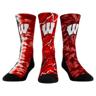 Unisex Rock Em Wisconsin Badgers Team Tones Three-Pack Crew Socks