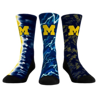 Unisex Rock Em Michigan Wolverines Team Tones Three-Pack Crew Socks