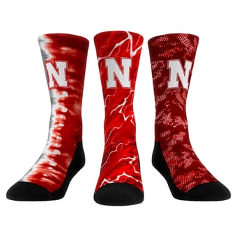 Unisex Rock Em Nebraska Huskers Team Tones Three-Pack Crew Socks