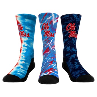 Unisex Rock Em Ole Miss Rebels Team Tones Three-Pack Crew Socks