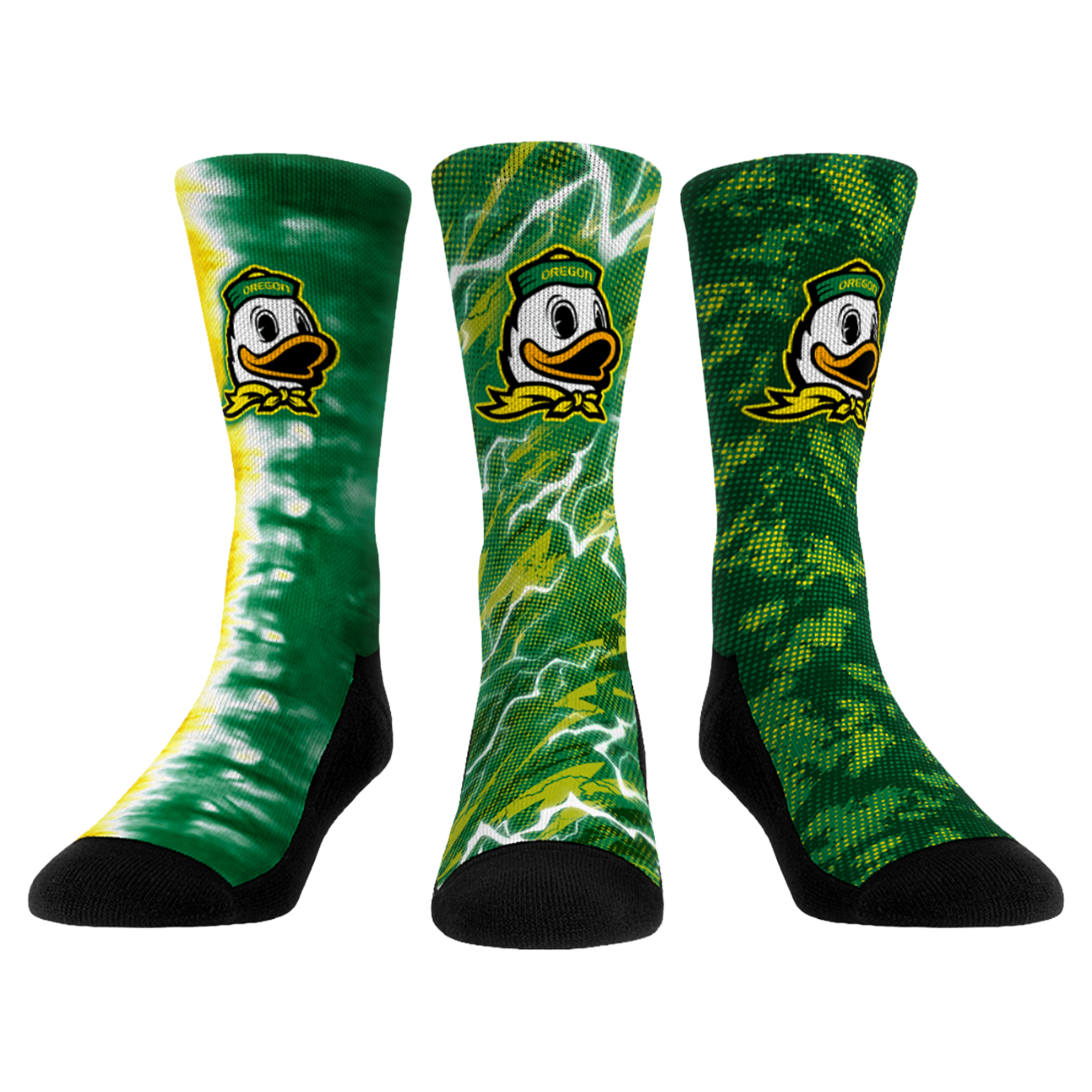 Unisex Rock Em Oregon Ducks Team Tones Three-Pack Crew Socks Unisex Rock Em Oregon Ducks Team Tones Three-Pack Crew Socks