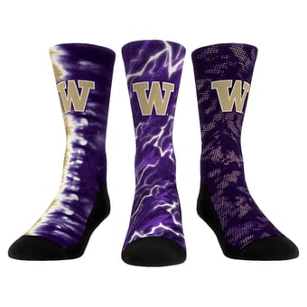 Unisex Rock Em Washington Huskies Team Tones Three-Pack Crew Socks