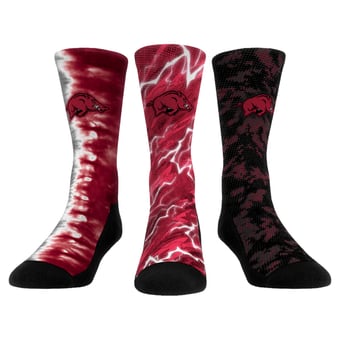 Unisex Rock Em Arkansas Razorbacks Team Tones Three-Pack Crew Socks