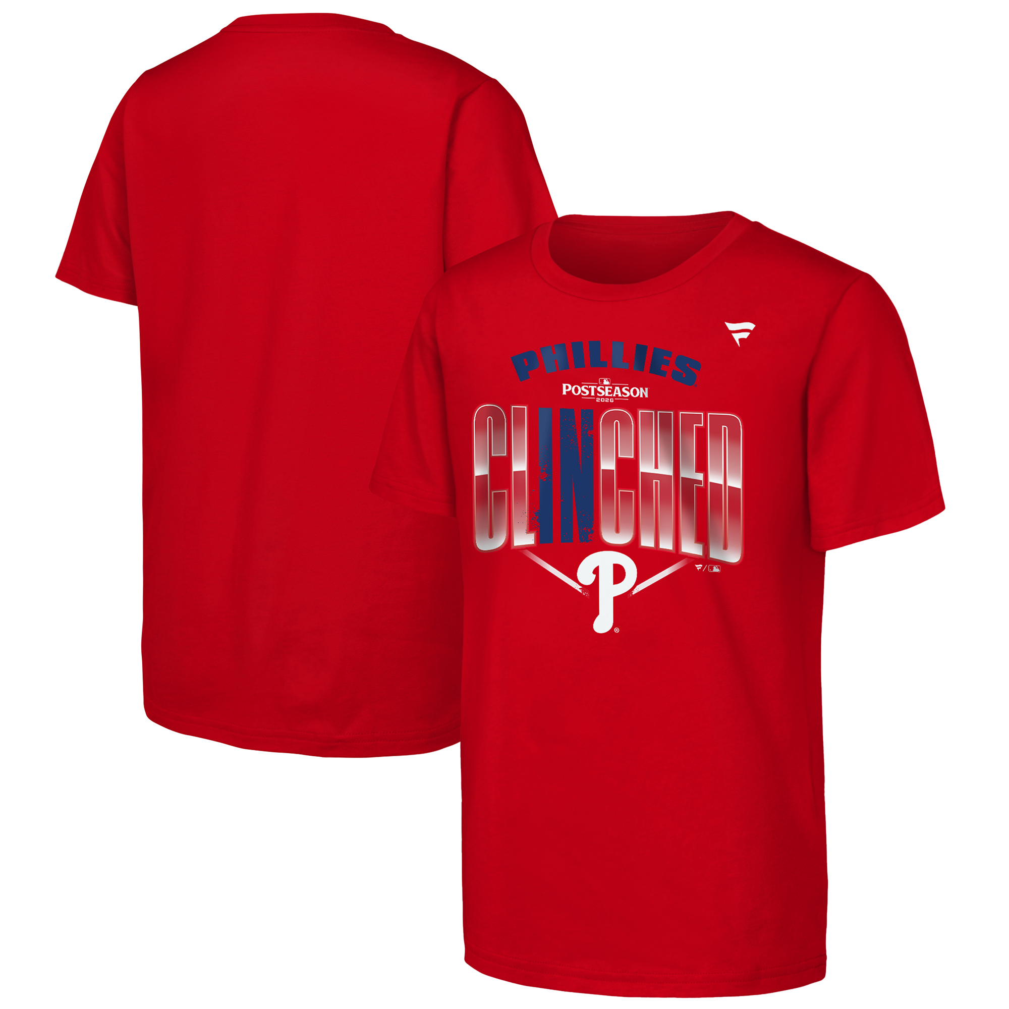 Youth Fanatics Red Philadelphia Phillies 2026 MLB Postseason Locker Room T-Shirt
