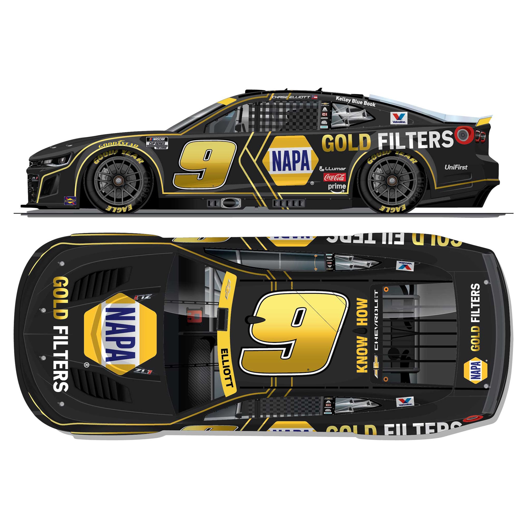 Action Racing Chase Elliott 2026 #9 NAPA Gold Filters 1:24 Elite Die-Cast Camaro ZL1