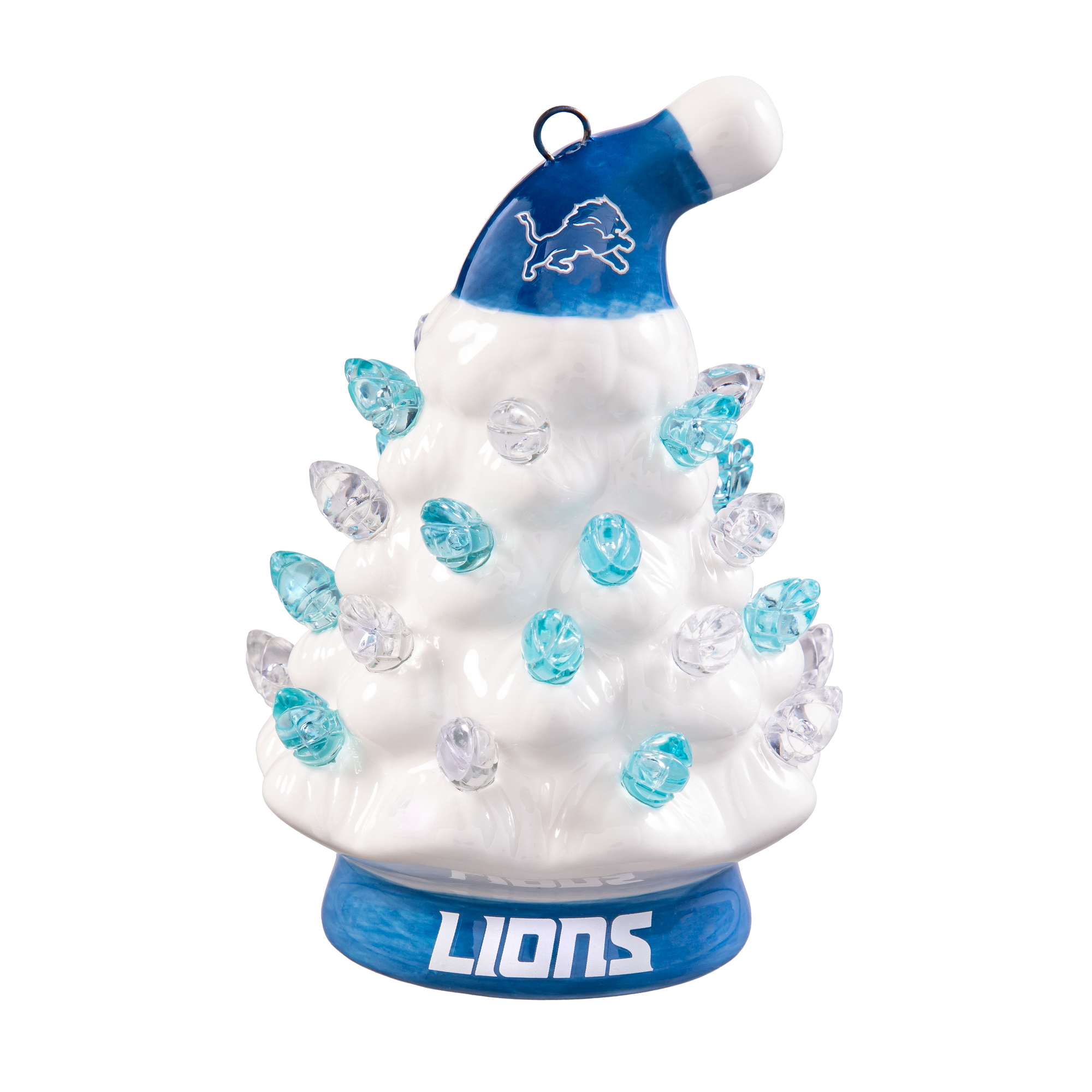 Evergreen Enterprises Detroit Lions 2-Pack 4" White LED Ceramic Christmas Trees Set